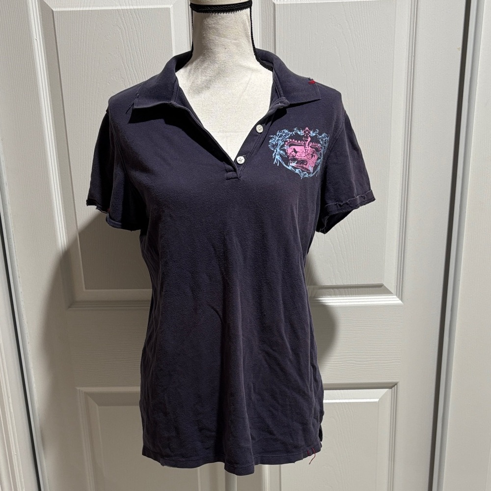 Vintage Ild Navy Women’s Polo Distressed